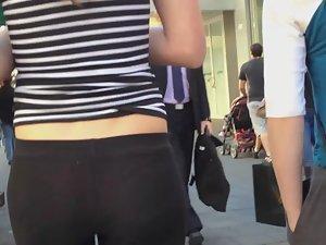 Transparent tights reveal red thong Picture 6