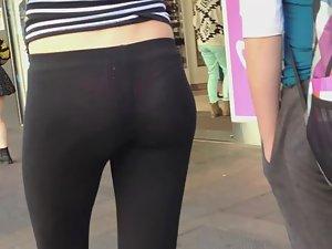 Transparent tights reveal red thong Picture 7