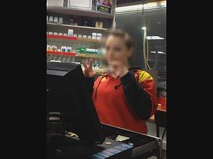 Joking and secretly filming gas station girl Picture 8