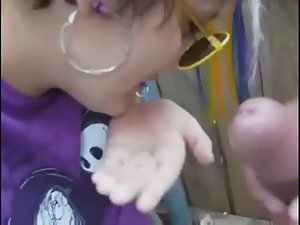 Pierced punk girl gives head outside Picture 7