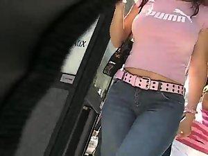 Hot babe's tits on the street Picture 7