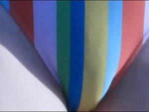 Pussy bulge in rainbow swimsuit Picture 2