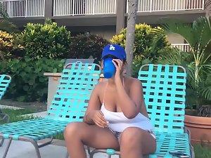 Significantly big boobs in and out of swimming pool Picture 2