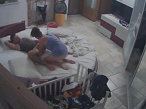 Spying on a woman looking at limp penis before hard sex