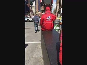 Stupid slut's upskirt before sitting down Picture 1