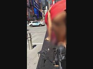 Stupid slut's upskirt before sitting down Picture 5