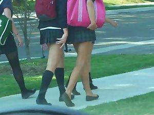 Schoolgirls in sexy short skirts Picture 1