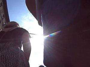 Upskirt of two hot friends on the street Picture 3