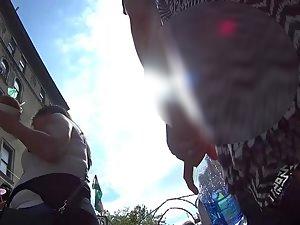 Upskirt of two hot friends on the street Picture 6