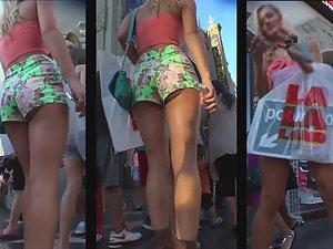 Ideal girl's ass cheeks fall out of shorts Picture 2
