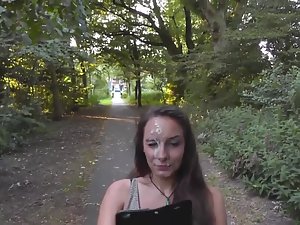 Big cum facial in middle of the park Picture 6