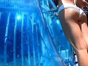 Close look at ripe young ass on water slide Picture 6