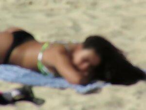 Three hotties in thong bikinis on a big beach Picture 4