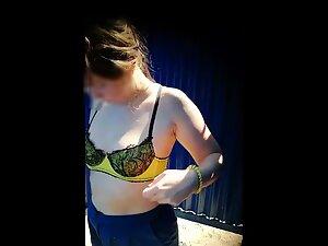 Peeping on awesome hard nipples in beach cabin Picture 7