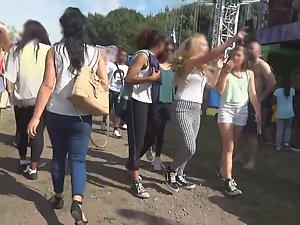 Visible thong of hot teen during festival day Picture 1