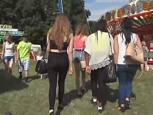 Visible thong of hot teen during festival day Picture 5