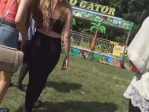 Visible thong of hot teen during festival day Picture 8