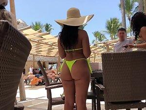 Fabulous latina in bright green thong bikini Picture 3