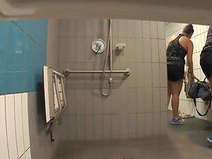 Spying on huge naked butt in locker room shower Picture 2