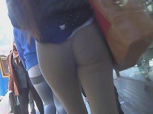 Tight beige pants are nice and clingy Picture 4