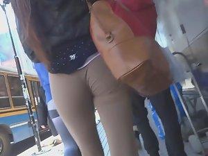 Tight beige pants are nice and clingy Picture 6