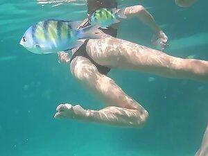 Hot ass swimming with exotic fishes Picture 5