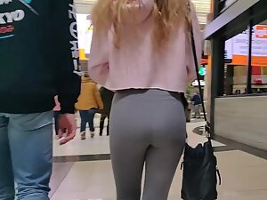 Nice looking ass in tight grey leggings