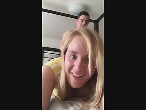 Happy girl loves how she looks during sex Picture 1