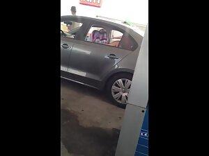 Car sex in front of everybody at the gas station Picture 2