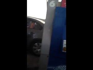 Car sex in front of everybody at the gas station Picture 7