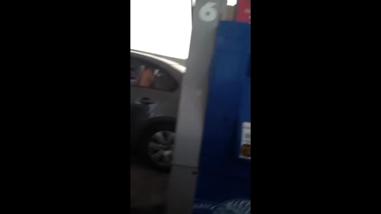 Car sex in front of everybody at the gas station