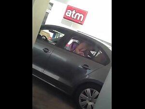 Car sex in front of everybody at the gas station