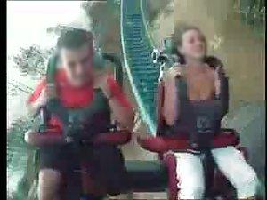 Tits out during a roller coaster ride Picture 6