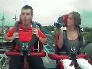 Tits out during a roller coaster ride