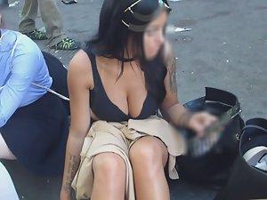 Party girl with big boobs sits to chill Picture 6