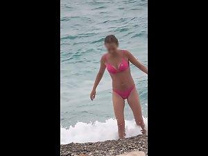 Long distance spying of hot ass in pink bikini Picture 7