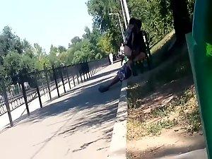 Teenagers fucking on a park bench Picture 2