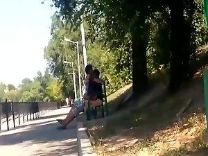 Teenagers fucking on a park bench Picture 4