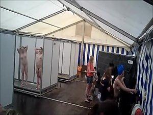 Lots of naked girls in a big public shower Picture 5
