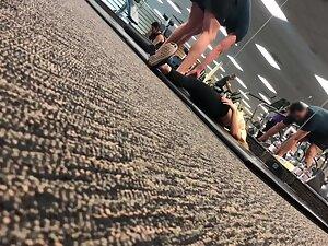 Fit girl stretching on the gym floor Picture 3