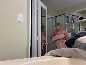 Spying on extra sexy blonde in bathroom Picture 2