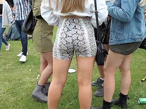 Hottest bitch with epic ass in snakeskin shorts Picture 1