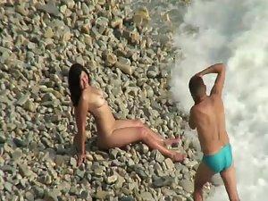 Older guy on a beach with a mistress Picture 3