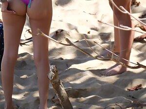 Two equally sexy friends in tiny bikinis at the beach Picture 4
