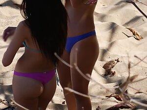 Two equally sexy friends in tiny bikinis at the beach Picture 5