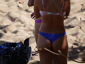 Two equally sexy friends in tiny bikinis at the beach Picture 6