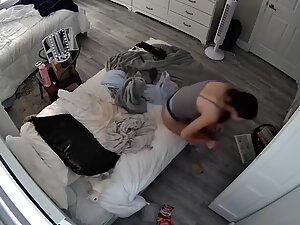 Spying on tattooed hottie changing clothes on the bed Picture 4