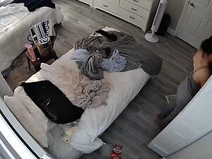 Spying on tattooed hottie changing clothes on the bed Picture 5