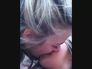 Teen girls giggle while they kiss Picture 5
