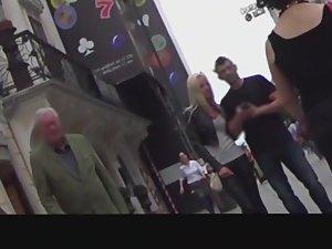 Sexy girlfriend in tight black leather pants Picture 1